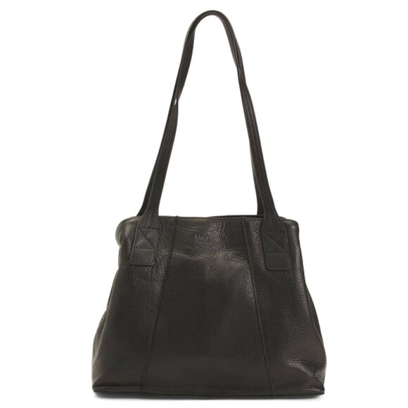 AMERICAN LEATHER CO. Black Leather Ada Triple Entry Tote